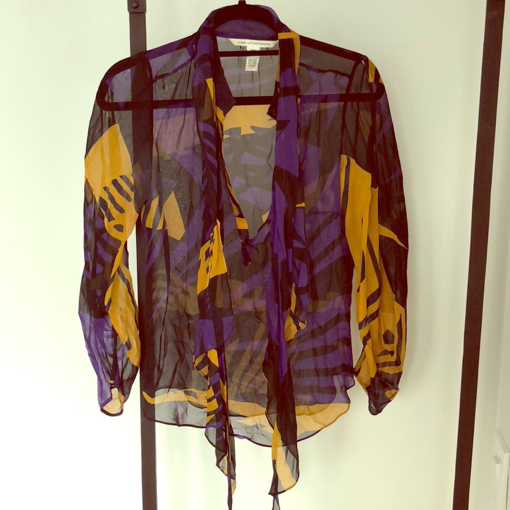 DVF sheer tie knock blouse